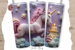 3D Magical Unicorn Kingdom Tumbler Wrap PNG Product Image 1