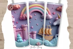 3D Magical Unicorn Kingdom Tumbler Wrap PNG Product Image 1