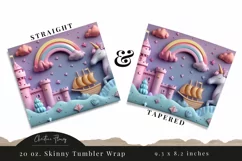 3D Magical Unicorn Kingdom Tumbler Wrap PNG Product Image 3