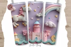 3D Magical Unicorn Kingdom Tumbler Wrap PNG Product Image 1