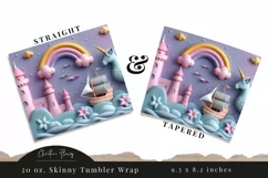 3D Magical Unicorn Kingdom Tumbler Wrap PNG Product Image 3