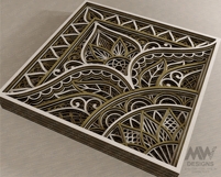 3D mandala wall panel vector file for CNC router and Cricut