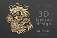 Chinese Dragon Year SVG, 3D layered paper laser cutting file Product Image 1