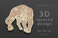 Panther SVG, 3D layered Cougar Puma paper laser cutting file Product Image 1