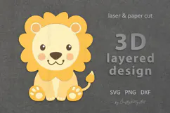 Baby Lion SVG. Nursery 3d layered paper cutting template. Product Image 1