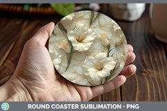 Gorgeous3D Marble Flowers Round Coaster design.