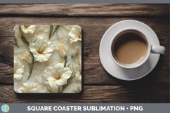 Gorgeous3D Marble Flowers Square Coaster design.
