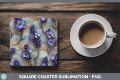 Gorgeous3D Marble Flowers Square Coaster design.