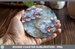 Gorgeous3D Marble Flowers Round Coaster design.