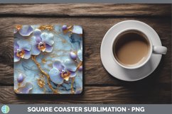 Gorgeous3D Marble Flowers Square Coaster design.