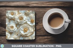 Gorgeous3D Marble Flowers Square Coaster design.