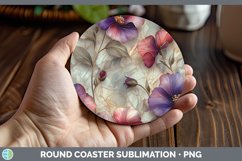 Gorgeous3D Marble Flowers Round Coaster design.