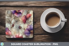 Gorgeous3D Marble Flowers Square Coaster design.