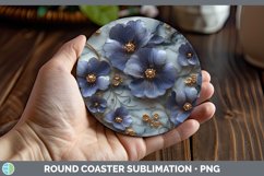Gorgeous3D Marble Flowers Round Coaster design.