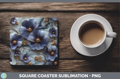 Gorgeous3D Marble Flowers Square Coaster design.