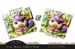 3D Mardi Gras highland Cow Tumbler Wrap PNG Product Image 3