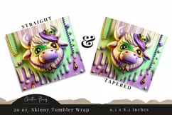 3D Mardi Gras highland Cow Tumbler Wrap PNG Product Image 3
