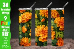 3D Marigold Flowers 20 oz Skinny Tumbler Sublimation Design