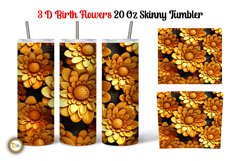 3D Marigold October Flower 20 Oz Skinny Tumbler Product Image 1