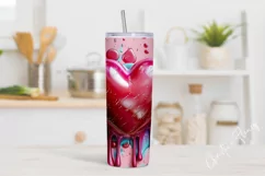 3D Melting Valentine Heart Tumbler Wrap PNG | Valentine PNG Product Image 2