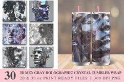 3D Men Gray Holographic Crystal Tumbler Wrap Bundle Product Image 1