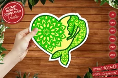 Papercut 3D Mermaid Heart , Paper Cut Floral Mermaid Product Image 2