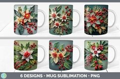 Bundle of six Watercolor Christmas Mug Wrap designs.