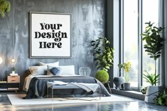 3D Modern Wall Art Frame Mockup, Bedroom Mockup Product Image 1