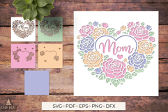 3D Mom Floral Heart SVG | Mother papercut card Product Image 1