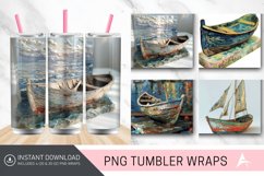 3D Monet Fishing Boat Tumbler wrap Product Image 1