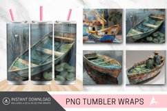 3D Monet Fishing Boat Tumbler wrap Product Image 1