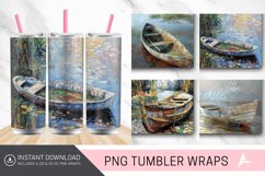 3D Monet Fishing Boat Tumbler wrap Product Image 1