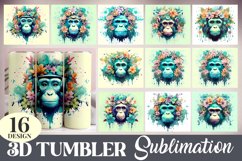3D Monkey Head Flower Tumbler Sublimation Bundle Product Image 1