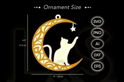3D layered Christmas ornament svg file with cat on moon design
