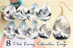 3D Mountain White Background Earring teardrop sublimation de Product Image 1