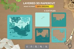 3D Papercut House in The Mountain with Big Mandala Pattern Product Image 1