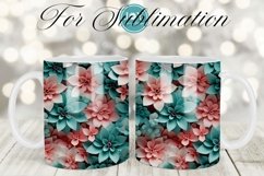 3D FLOWERS COFFEE MUG WRAP SUBLIMATION DESIGN Product Image 1