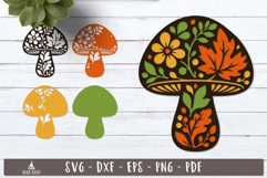 3d Mushroom Autumn Layered SVG design