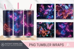 3D Neon Butterflies Tumbler Wrap Product Image 1