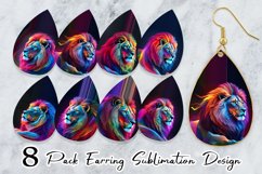 Earring teardrop sublimation 3D Lion Neon light Product Image 1