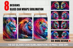 3D Neon Lion Glass Can Wraps Product Image 1