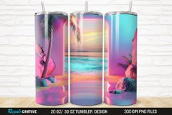 3D Neon Ocean Inspired Beach 20/30oz Skinny Tumbler Product Image 1