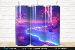 3D Neon Ocean Inspired Beach 20/30oz Skinny Tumbler Product Image 1
