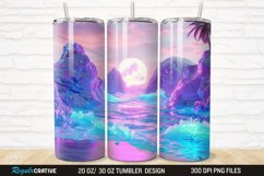 3D Neon Ocean Inspired Beach 20/30oz Skinny Tumbler Product Image 1