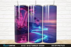 3D Neon Ocean Inspired Beach 20/30oz Skinny Tumbler Product Image 1