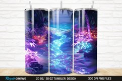 3D Neon Ocean Inspired Beach 20/30oz Skinny Tumbler Product Image 1