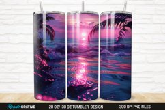 3D Neon Ocean Inspired Beach 20/30oz Skinny Tumbler Product Image 1