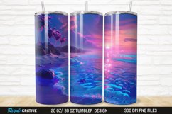 3D Neon Ocean Inspired Beach 20/30oz Skinny Tumbler Product Image 1