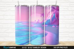 3D Neon Ocean Inspired Beach 20/30oz Skinny Tumbler Product Image 1