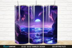 3D Neon Ocean Inspired Beach 20/30oz Skinny Tumbler Product Image 1